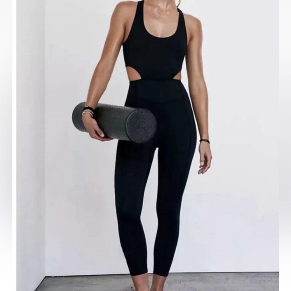 Free People Movement Women's Back It Up Jumpsuit Black Size XS NWT